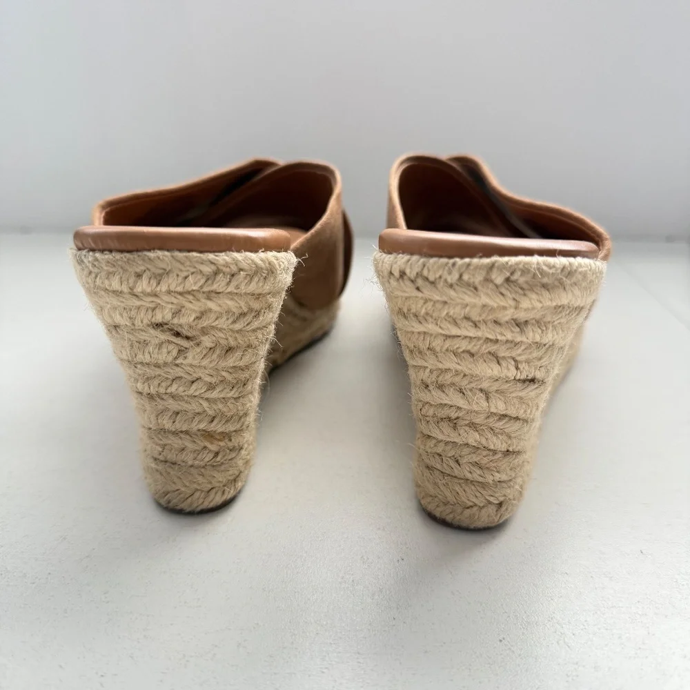 J.Crew Tan Brown Crisscross Espadrille Wedge‎ Sandals Womens 6.5